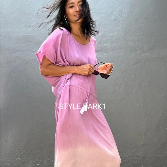 STYLE PARK MAXI KAFTAN DRESS - BNWT - ONE SIZE - PINK/CREAM OMBRE - Picture 4 of 11